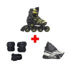 INFANTIL ROCES JOKEY 3.0 BLACK-LIME YOUTH INLINE SKATE PACK
