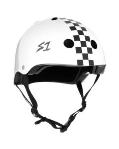 S1 LIFER WHITE GLOSS W CHECKERS HELMET