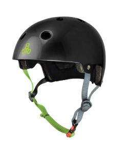 TRIPLE 8 DUAL CERTIFIED BLACK GLOSSY HELMET