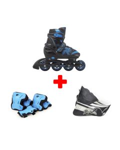 INFANTIL ROCES JOKEY 3.0 BLACK-BLUE YOUTH INLINE SKATE PACK
