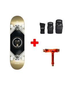PACK SKATEBOARD INICIACIÓN PLAYLIFE HARDCORE GOLD