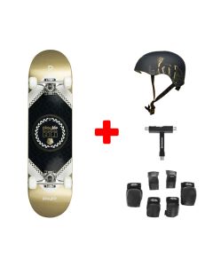 PACK SKATEBOARD INICIACIÓN PLAYLIFE HARDCORE GOLD 8”