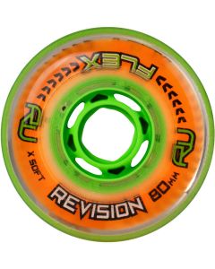 REVISION FLEX XTRA SOFT 80MM 76A ORANGE-GREEN WHEELS (4 PACK)