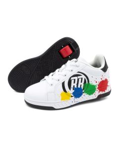 BREEZY ROLLERS SPLATTER WHITE-BLACK-MULTI SHOES WITH WHEELS