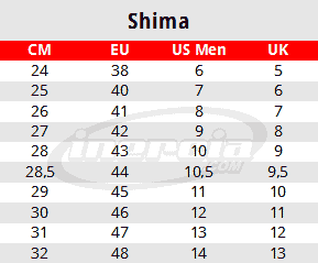 Tabla de equivalencias patines Shima